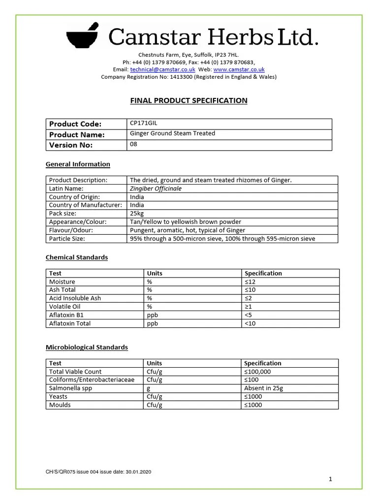 Spec Ginger Ground Pdf Ginger