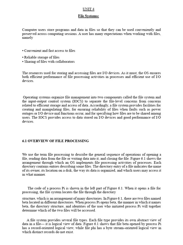 Os Unit 4 | PDF | Computer File | File System