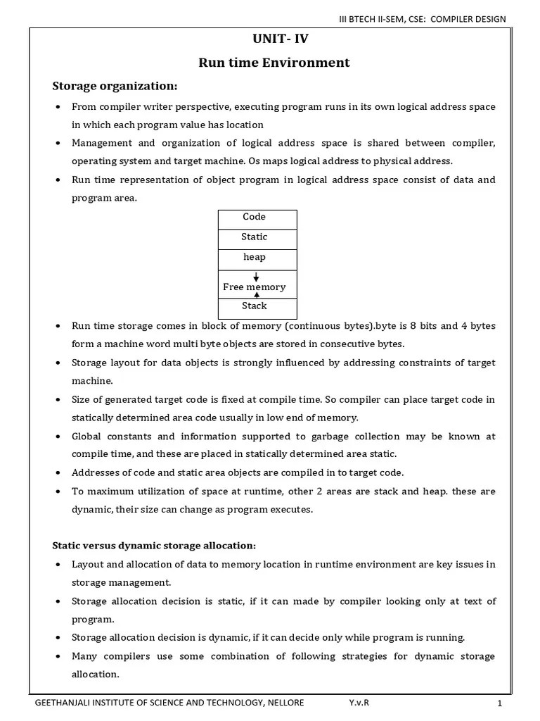 CD Unit 4 | PDF | Pointer (Computer Programming) | Random Access Memory