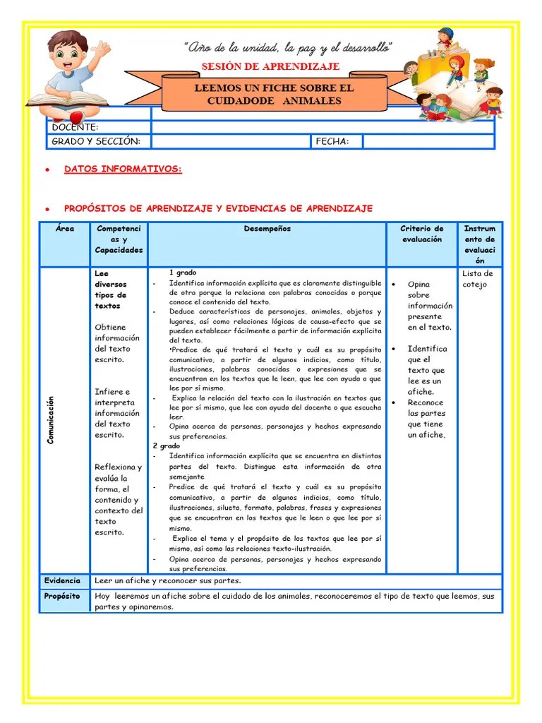 Iii E9 S4 Sesión D1 Com Leemos Un Afiche Del Cuidado De Animales | PDF ...