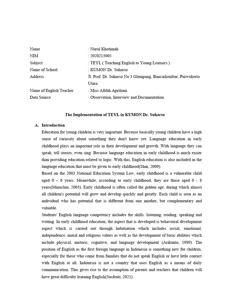 TEYL ( Teaching English To Young Learners | PDF | Learning | Second ...