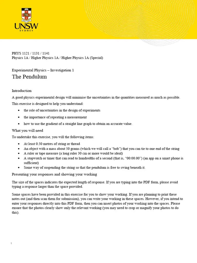 Pendulum Word | PDF | Metrology