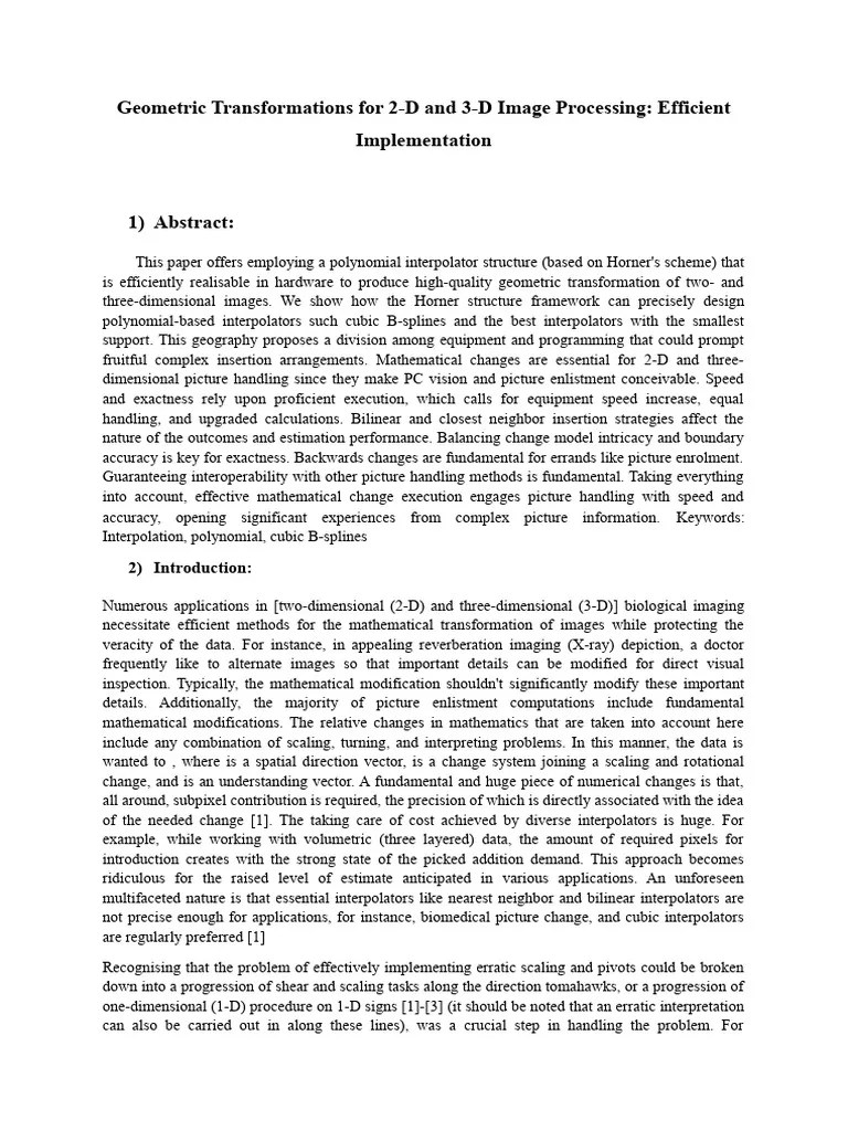 Geometric Transformations For Image Processing | PDF | Spline ...