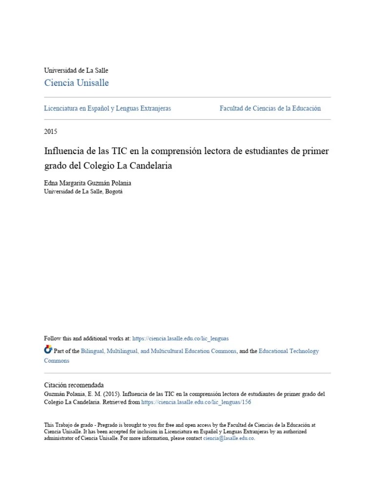 Influencia De Las TIC En La Comprensión Lectora De Estudiantes | PDF ...