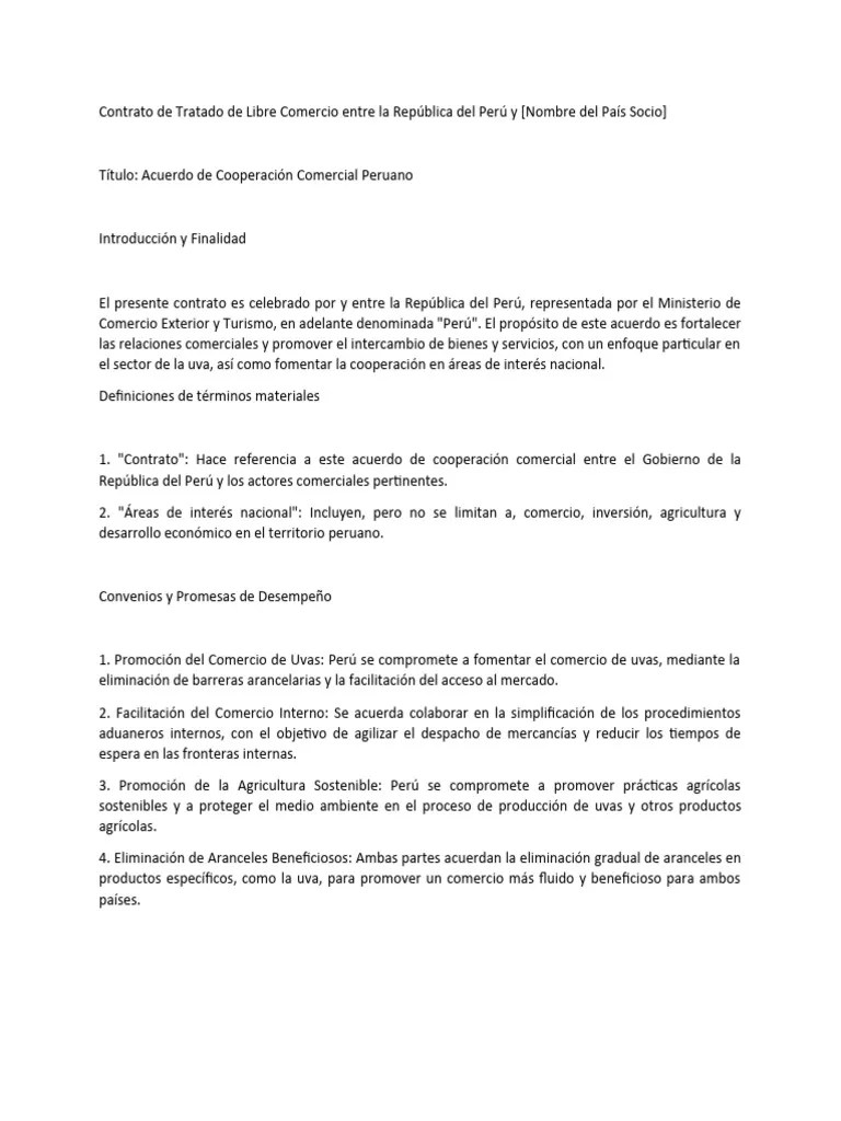 Contrato De Tratado De Libre Comercio Entre La República Del Perú | PDF ...