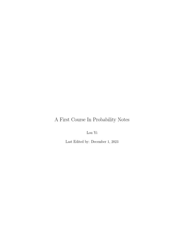 A First Course In Probability Notes | PDF | Probability Distribution | Probability
