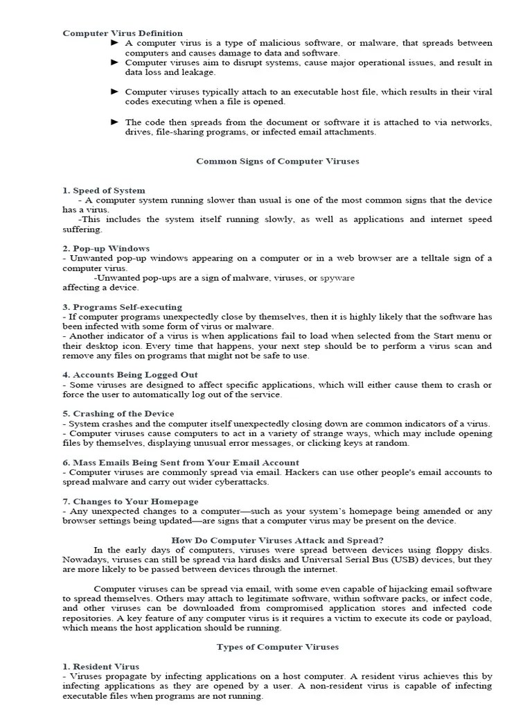 Computer-Virus-Definition_handout-2 | PDF | Computer Virus | Malware