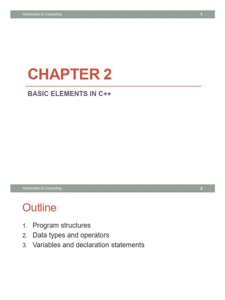 Chap2 Basic Elements | PDF | Reserved Word | Namespace