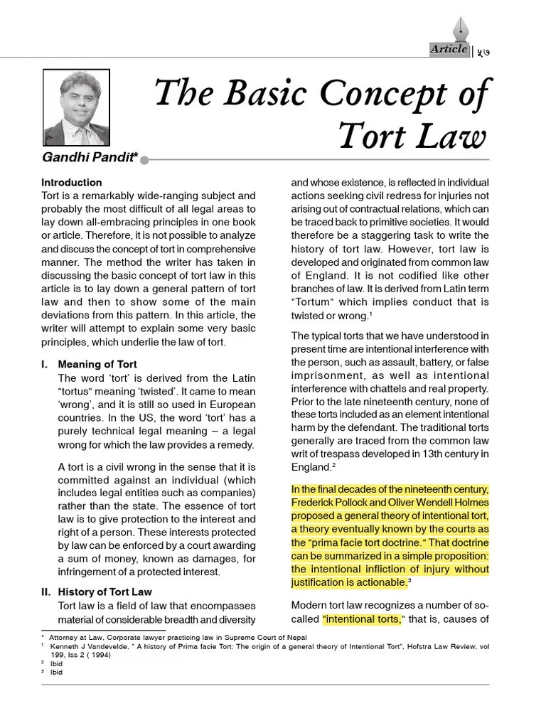 Torts Introduction | PDF | Tort | Negligence
