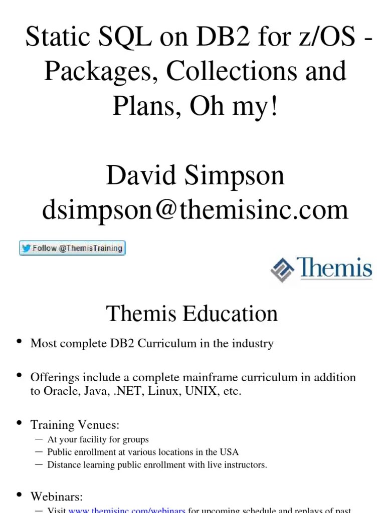 Static SQL On DB2 For ZOS - Packages, Collections And Plan | PDF | Ibm ...