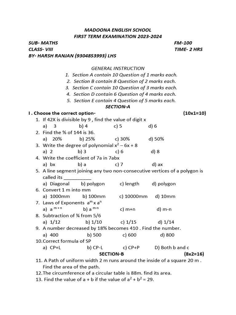 Maths 8 First Term | PDF | Area | Euclid