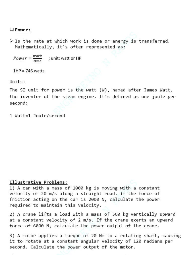 POWER | PDF | Power (Physics) | Watt