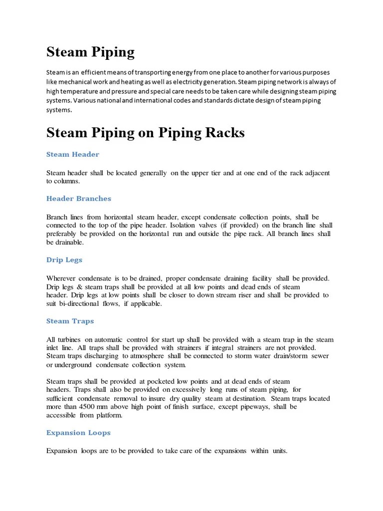 Steam Piping | PDF | Steam | Pipe (Fluid Conveyance)
