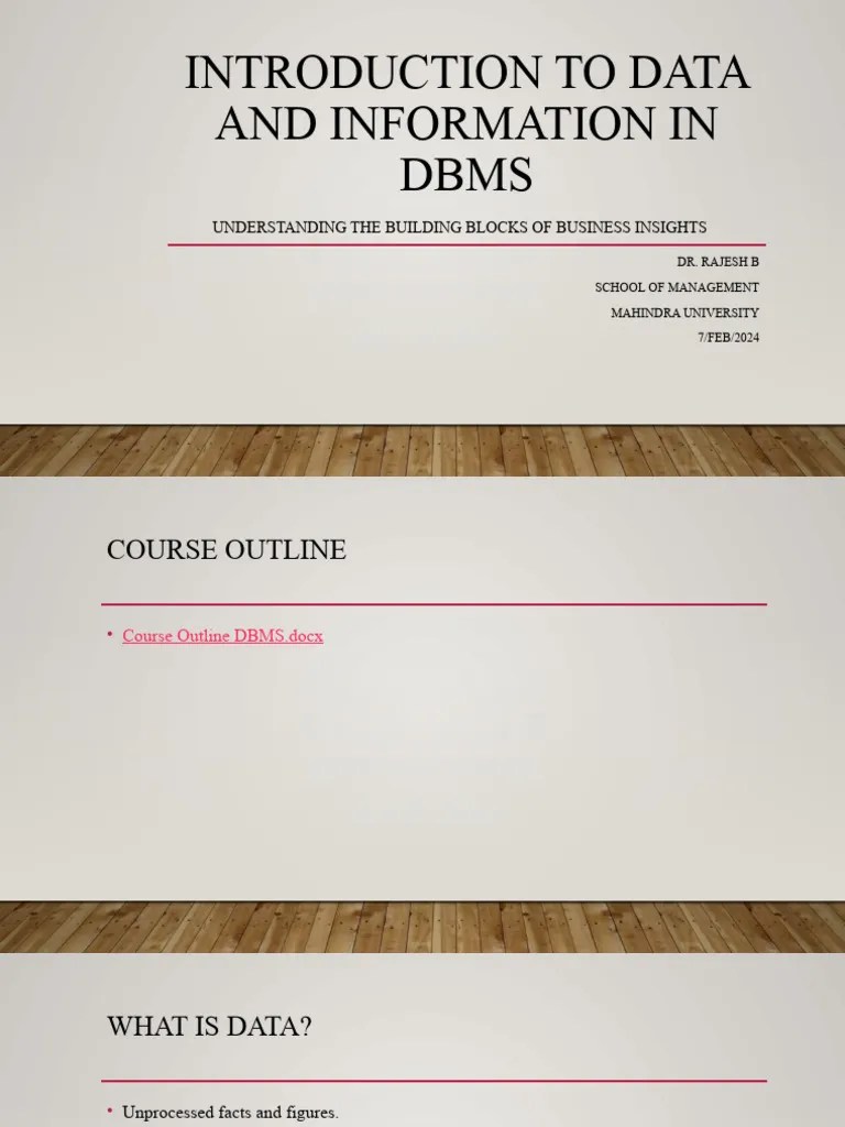 Session 1 Introduction To DBMS | PDF | Databases | Relational Database