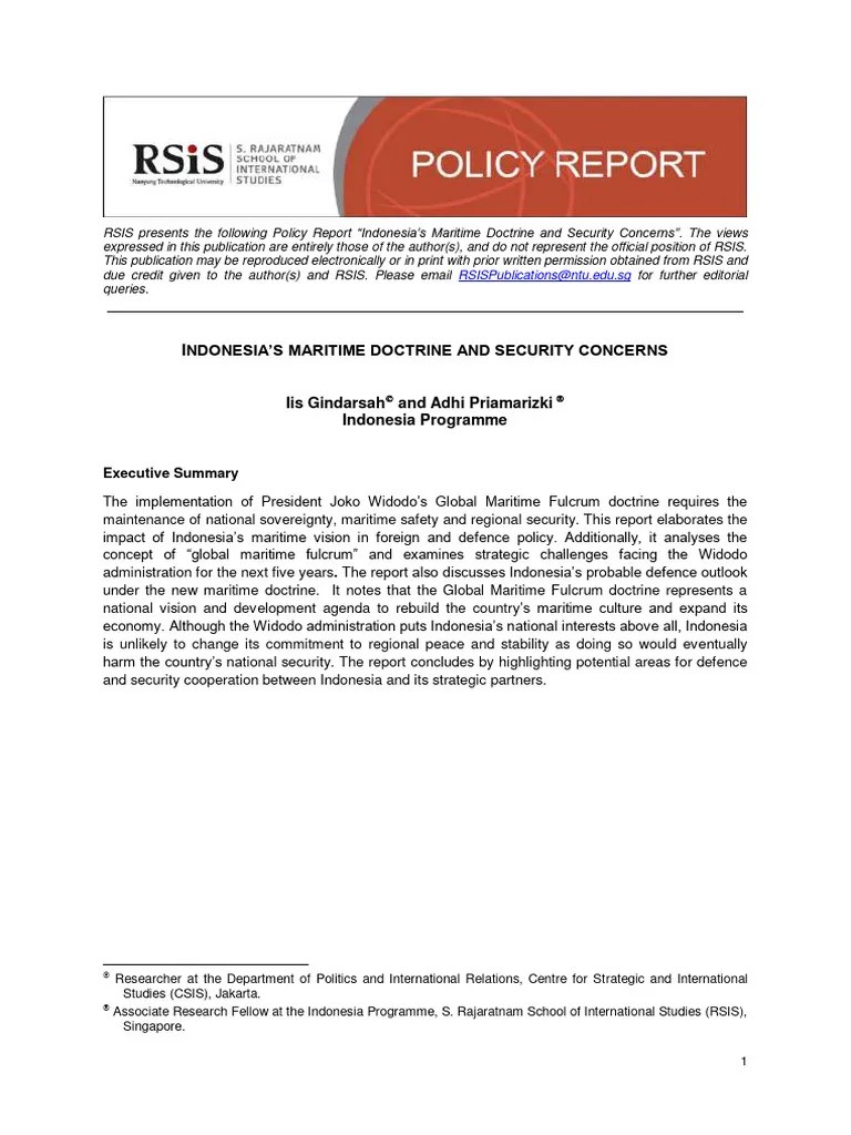 PR150409 - Indonesias Maritime Doctrine | PDF | Indonesia | South China Sea