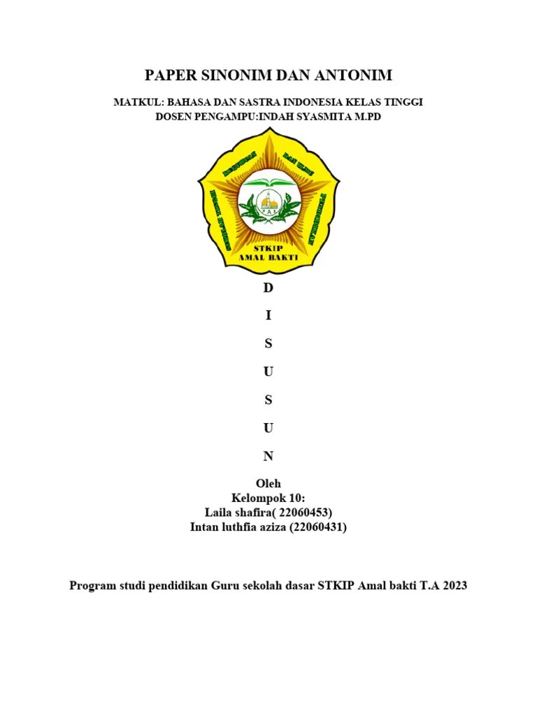 Paper Sinonim Dan Antonim | PDF