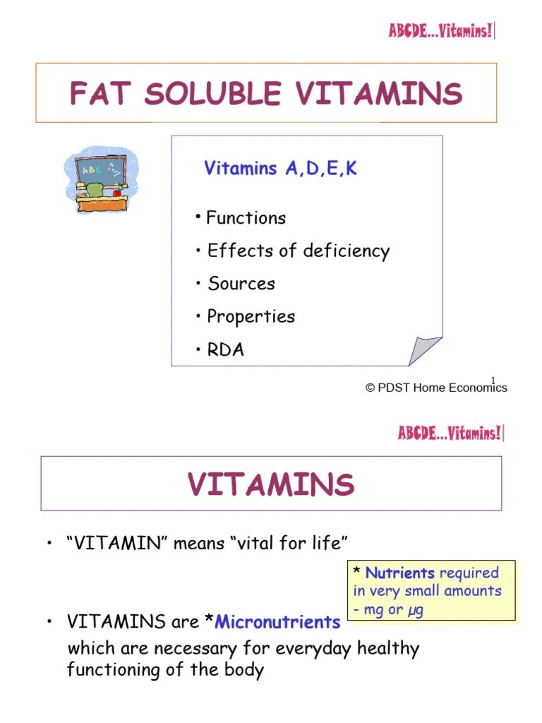 Fat Soluble Vitamins | PDF | Vitamin A | Vitamin