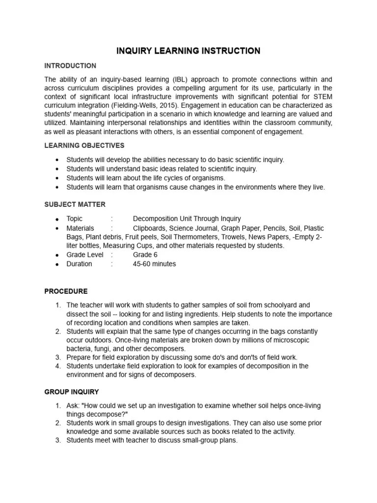 Inquiry Based Learning | PDF | Inquiry Based Learning | Decomposition