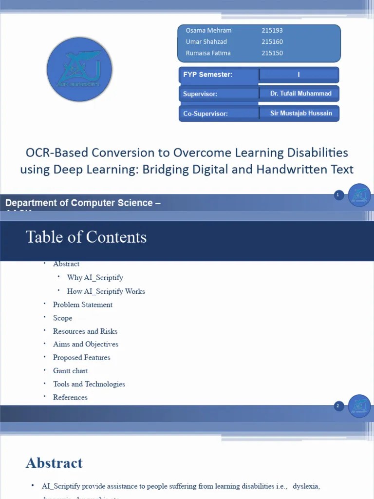 Fyp Presentation | PDF | Learning Disability | Optical Character ...
