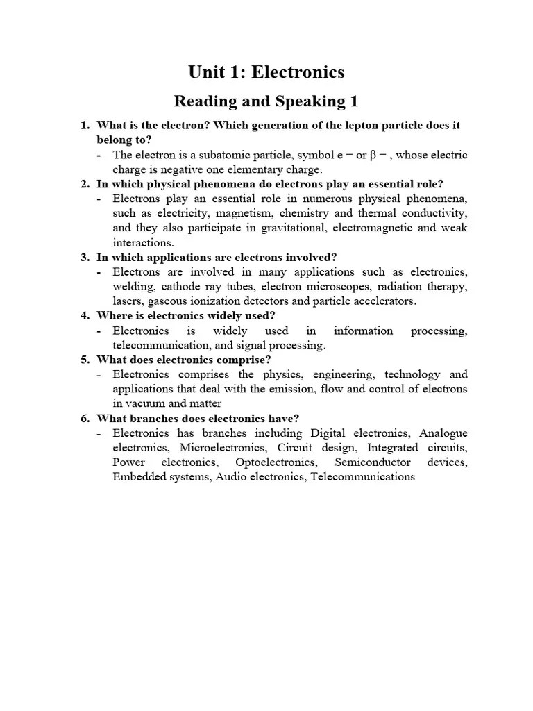 Unit 1 Electronics | PDF | Electronics | Analogue Electronics