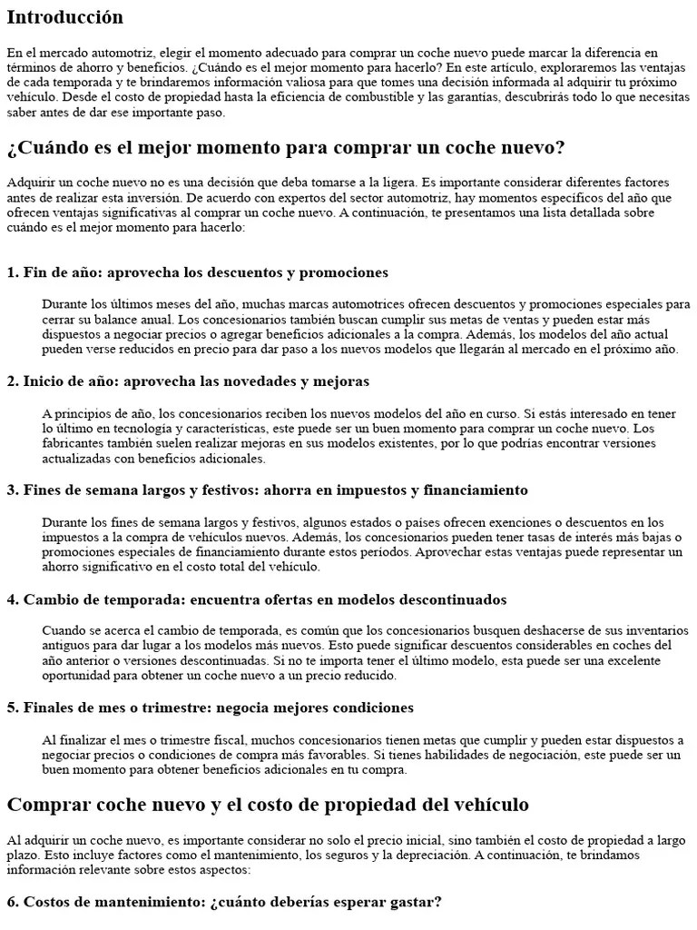 ¿Cuándo Es El Mejor Momento Para Comprar Un Coche Nuevo? Descubre Las Ventajas De Cada Temporada ...