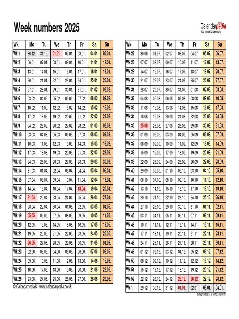 Week-numbers-2025-landscape | PDF