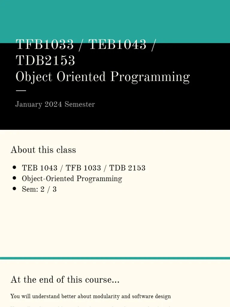 OOP Lecture 1 | PDF | Object Oriented Programming | Integer (Computer ...