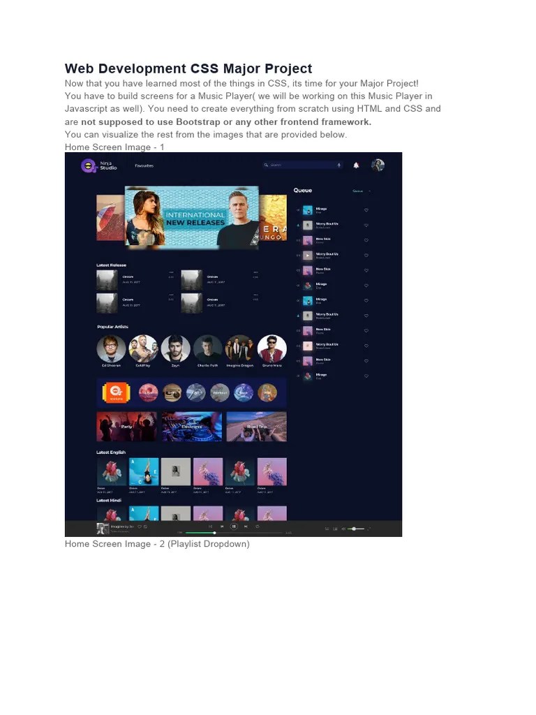 Music Player Project - CSS | PDF