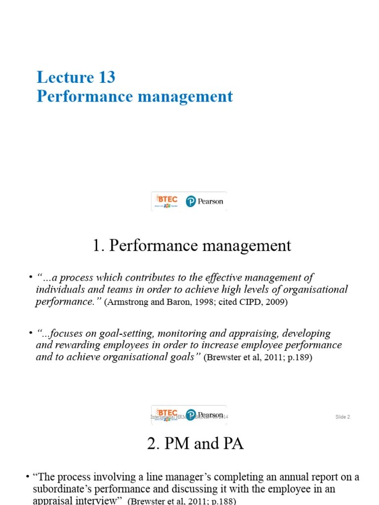 Lecture 13 - Performance Management (Part 1) | PDF | Performance Appraisal | Goal