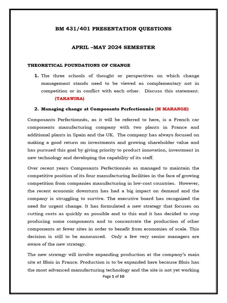 BM431 Change Management Presentation | PDF | Organization Development ...