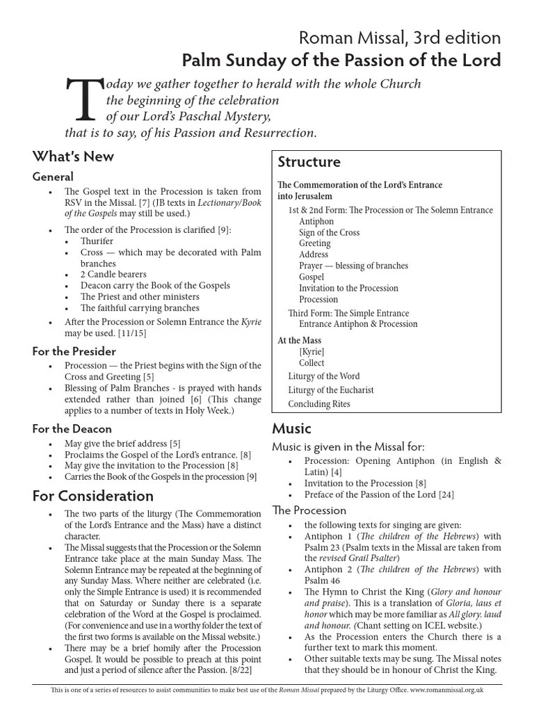 Palm Sunday | PDF | Mass (Liturgy) | Eucharist