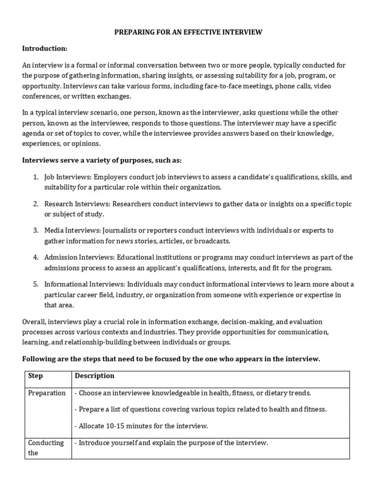 Effective Interview Preparation | PDF | Interview | Job Interview