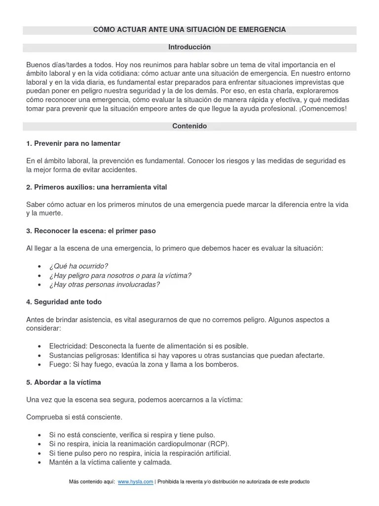 101 - Cómo Actuar Ante Una Emergencia Laboral | PDF | Reanimación Cardiopulmonar