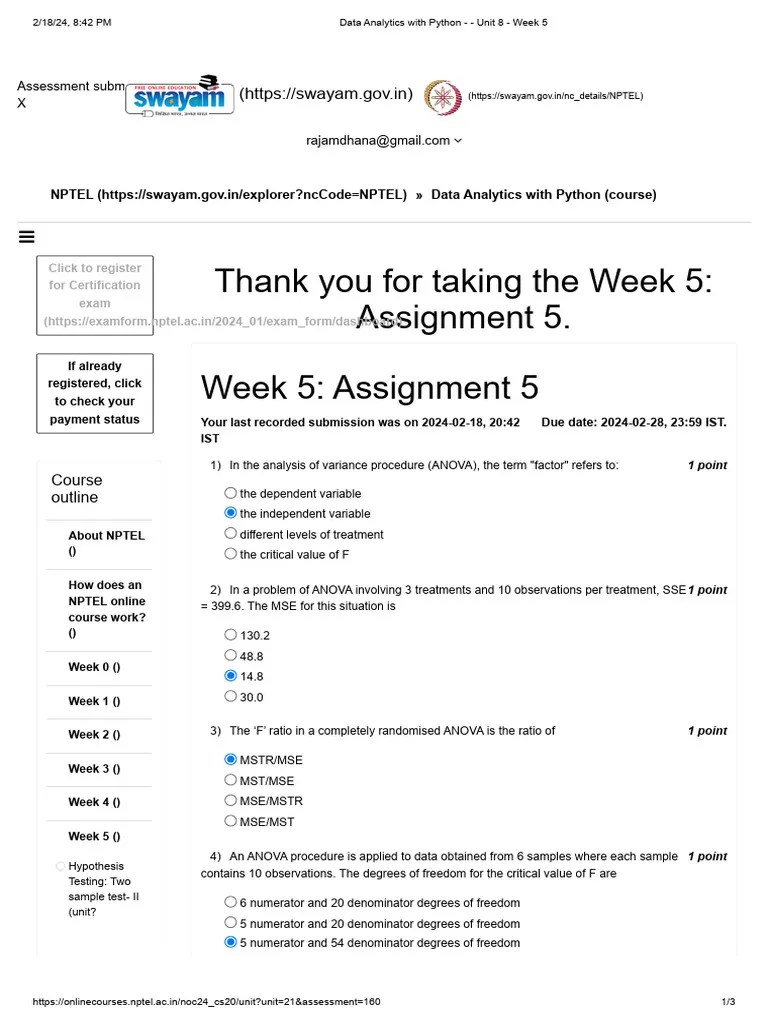 Data Analytics With Python - Unit 8 - Week 5 | Download Free PDF ...