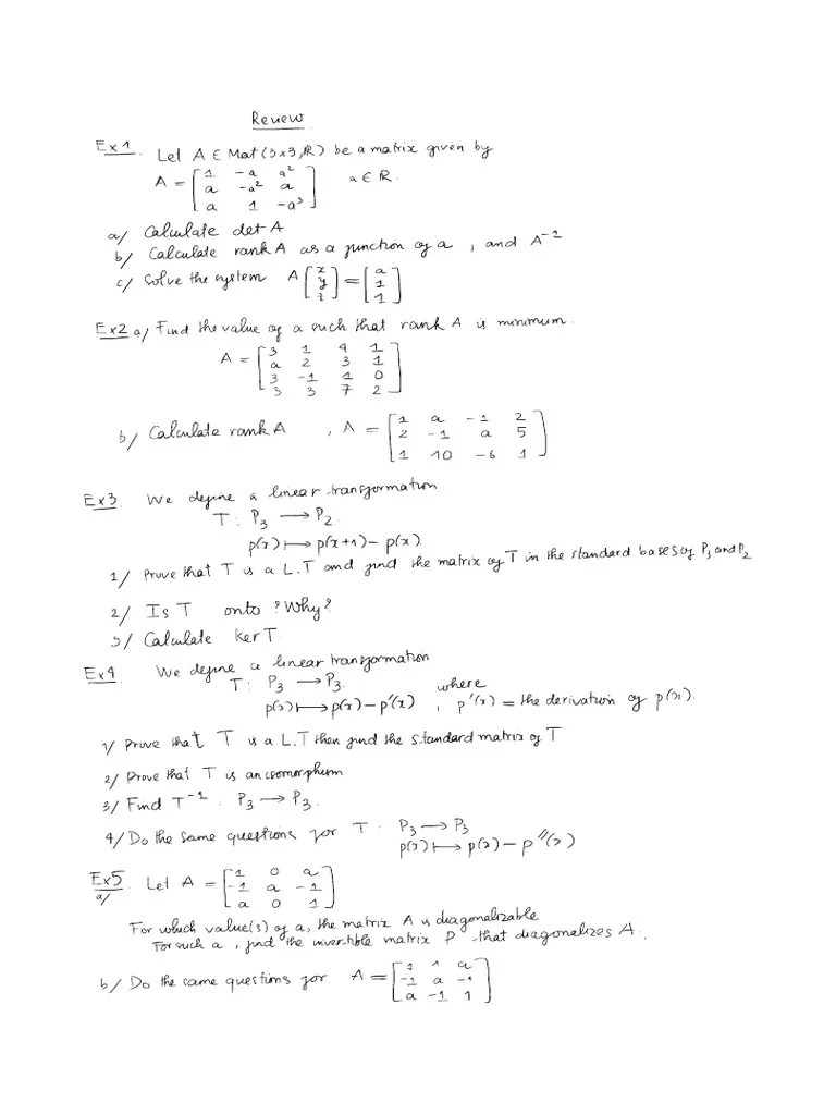 Linear Algebra Review USTH | PDF