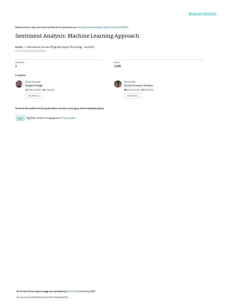 Sentiment Analysis Machine Learning | PDF | Computing | Information Science
