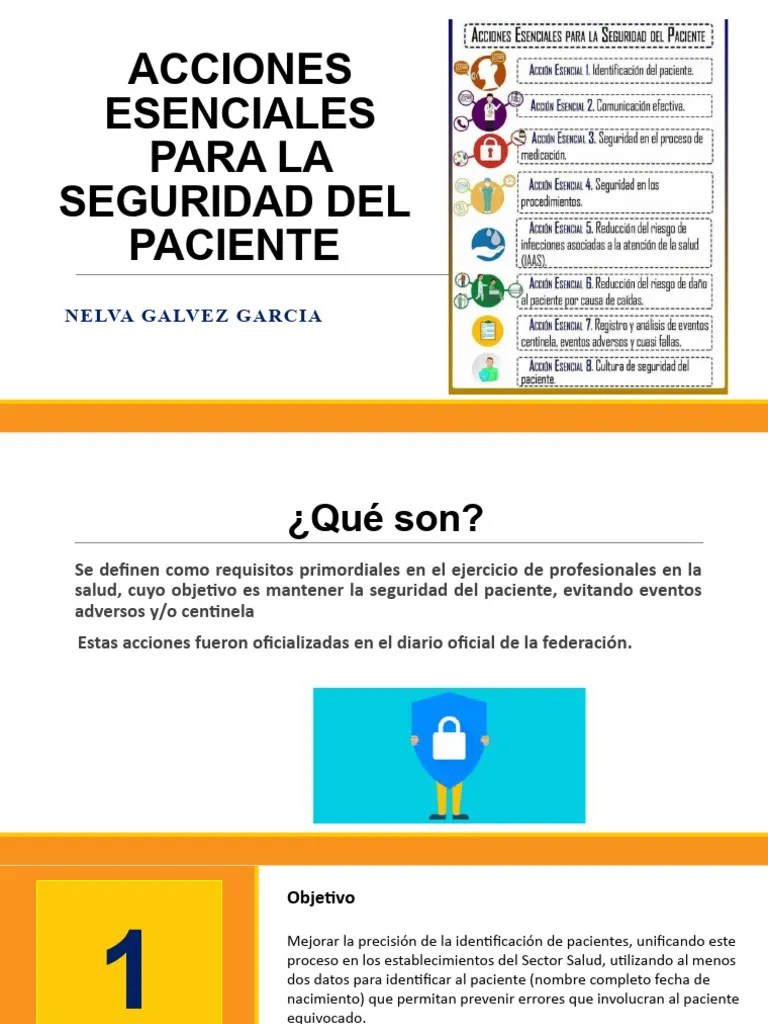 Acciones Esenciales Para La Seguridad Del Paciente | PDF | Medicamentos ...