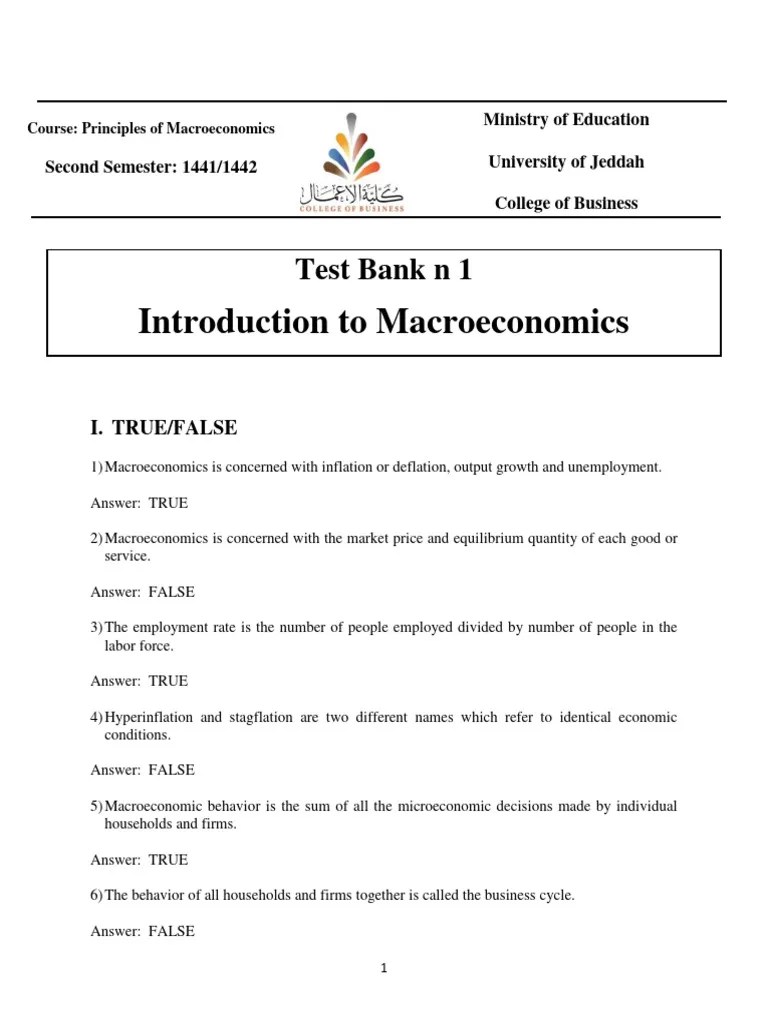 Answers Questions Bank Ch1 - Principles Of Macroeconomics | PDF ...