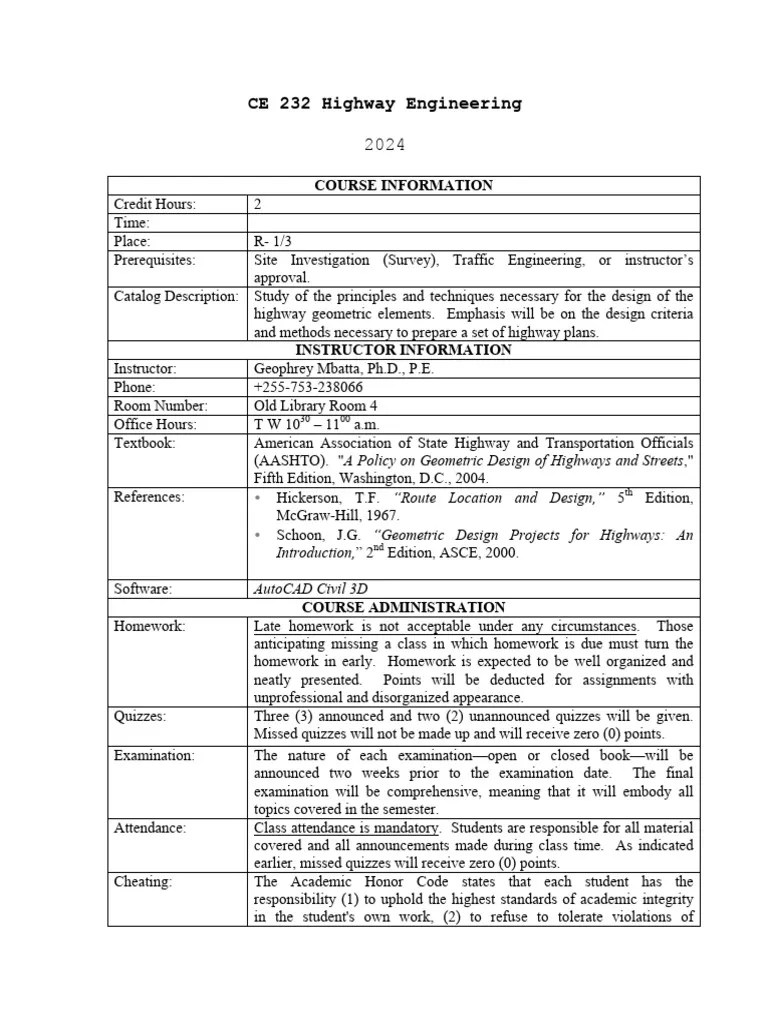 Course Instructions 2024 | PDF | Engineering | Information