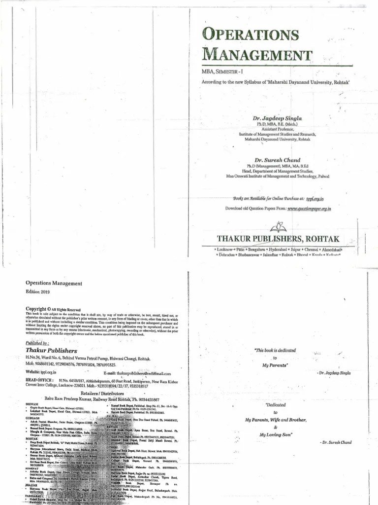 Operation Management Mba | PDF