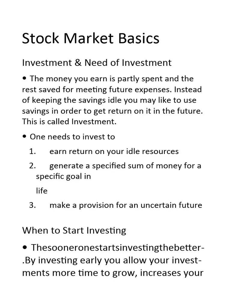 Stock Market Basics | PDF | Stocks | Investing