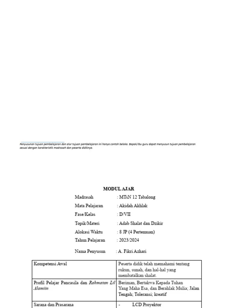 Modul Ajar Akidah Akhlak. | PDF