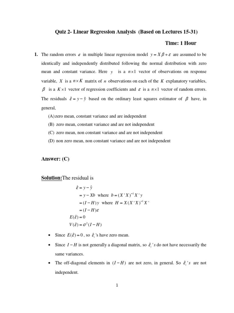 Quiz 2 | PDF | Vector Autoregression | Errors And Residuals