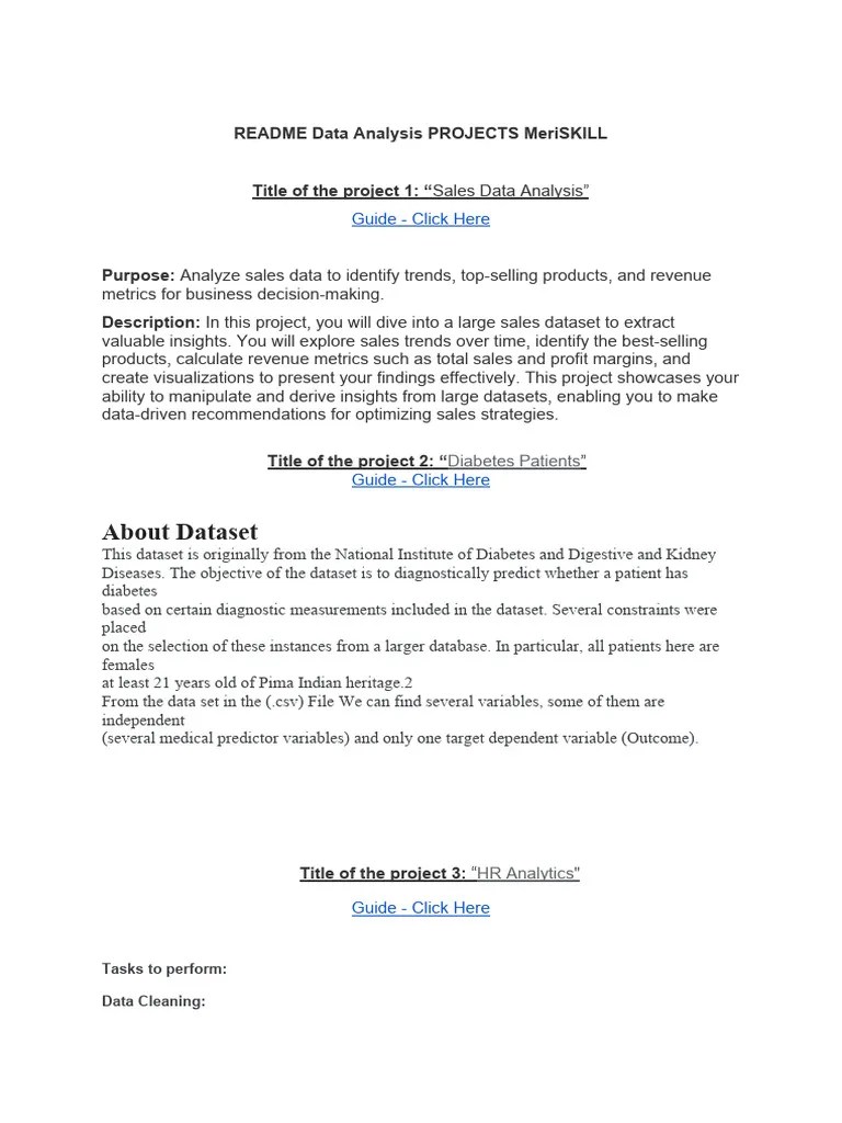 Readme Data Analysis Projects Meriskill | PDF | Data Analysis | Data
