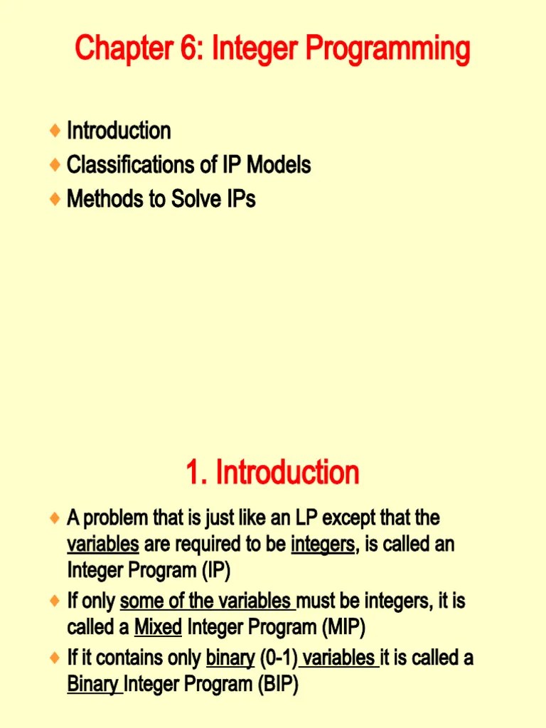 Chapter 6 - Integer Programming | PDF | Linear Programming ...