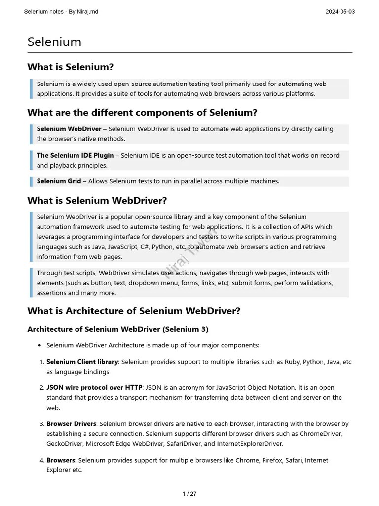 Selenium Basics & Syntax's | PDF | Selenium (Software) | Computer ...