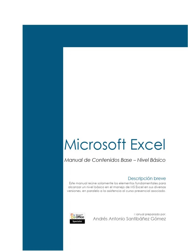 Manual De Contenidos Base - Microsoft Excel - Nivel Básico | PDF ...