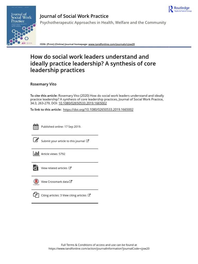 How Do Social Work Leaders Understand And Ideally Practice Leadership A Synthesis Of Core ...
