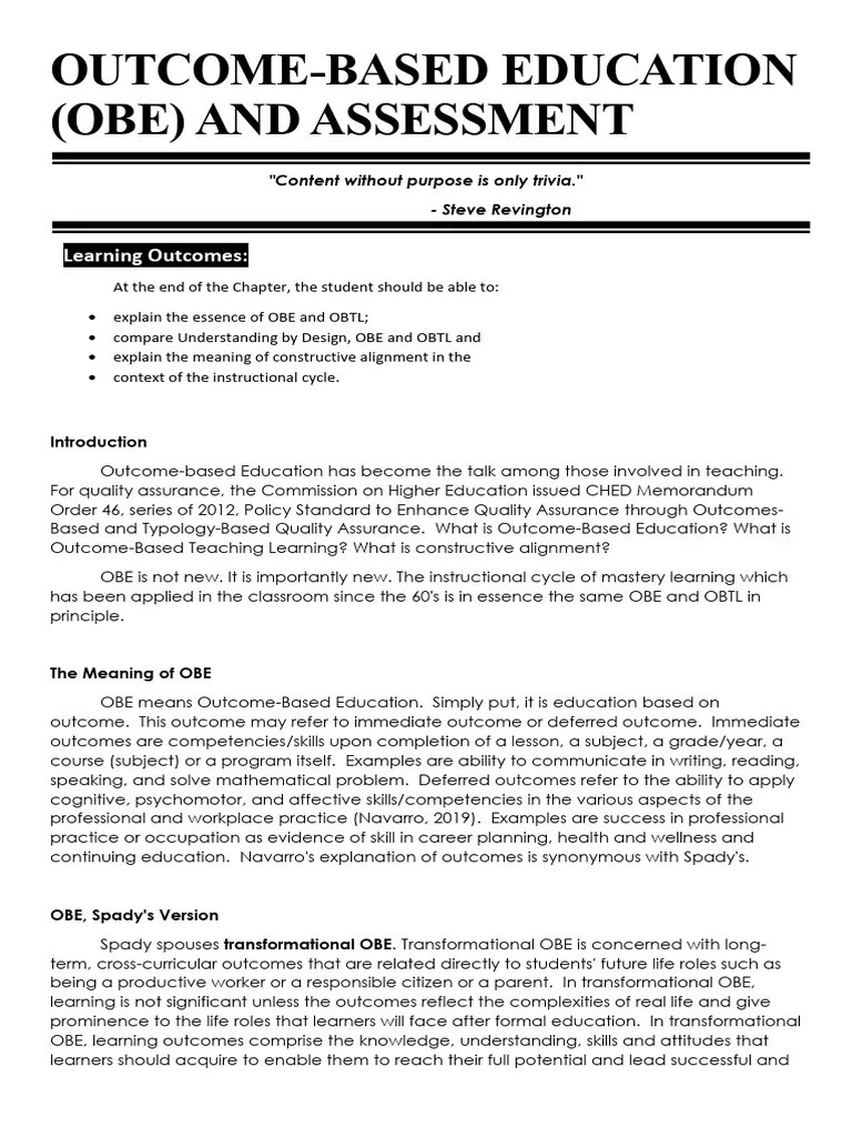 OBE & Assessment - Module | PDF | Educational Assessment | Learning
