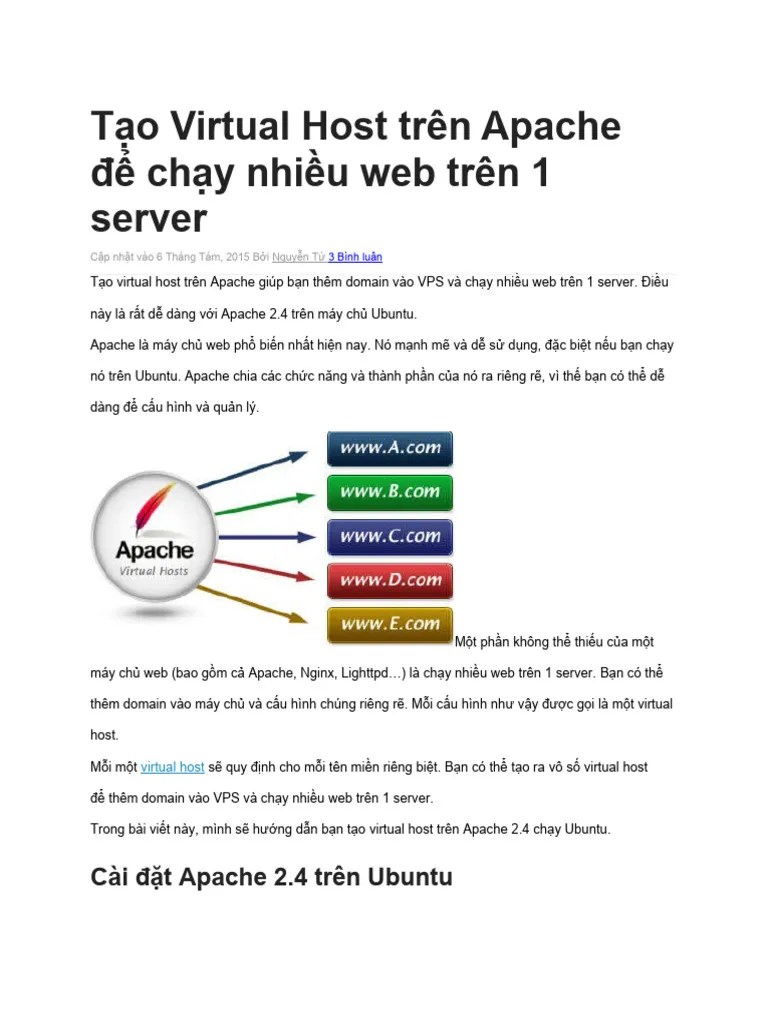 Tạo Virtual Host Trên Apache để Chạy Nhiều Web Trên 1 Server | PDF